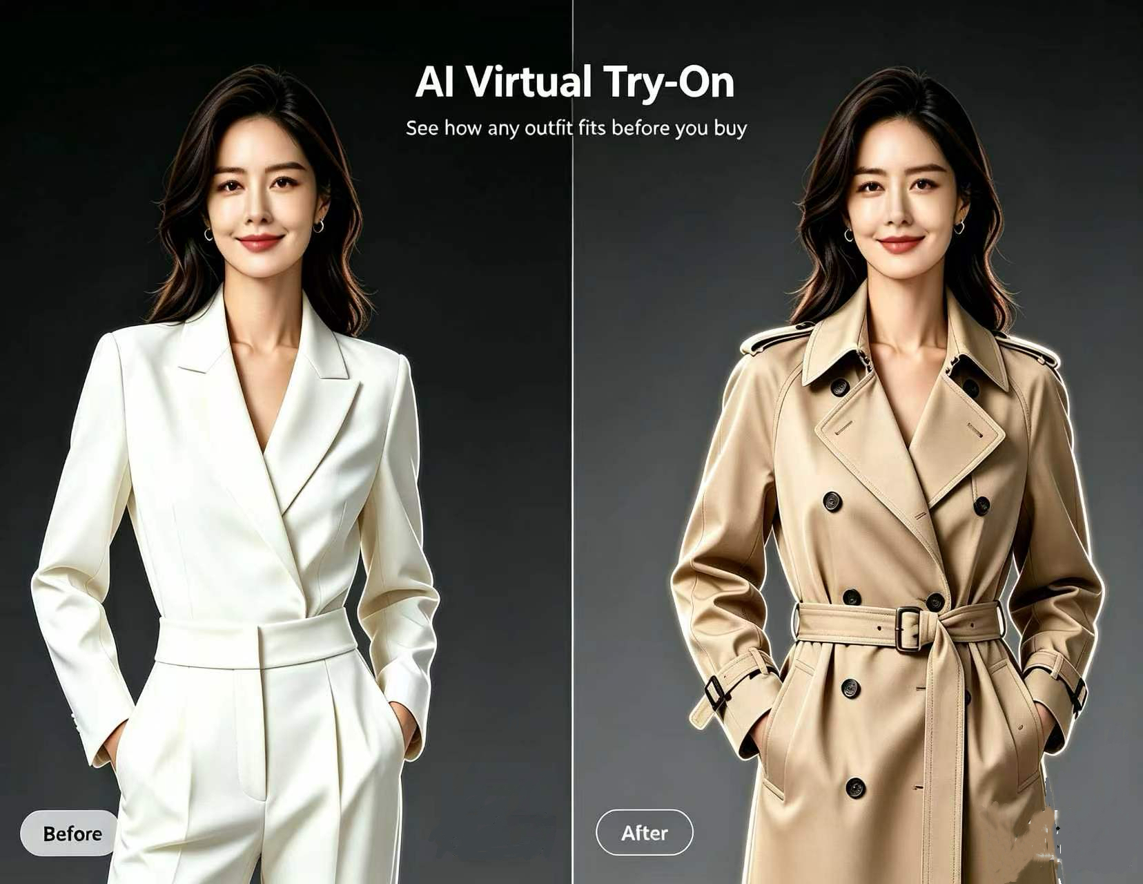 Realistic AI fitting previews preview in FitMirrorAI